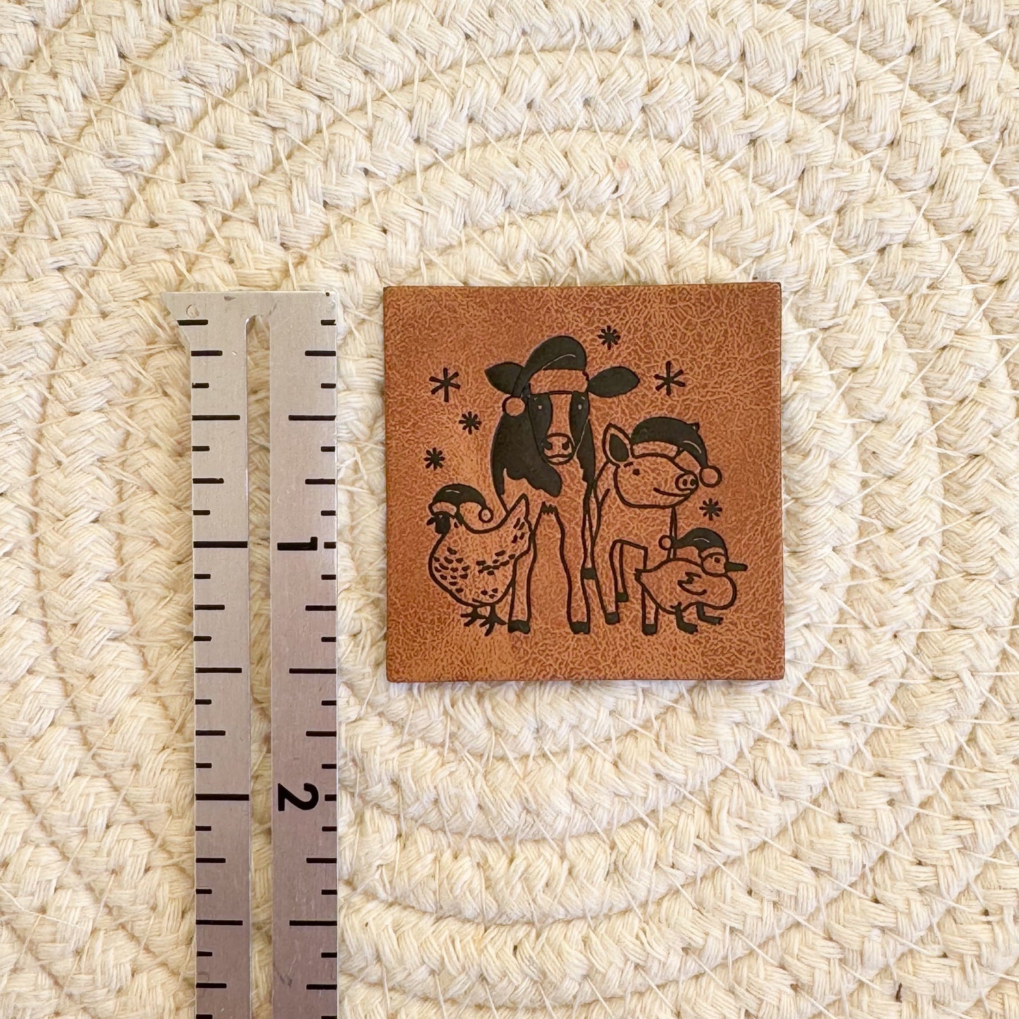 Holiday Farm Animal Faux Leather Patch image 1