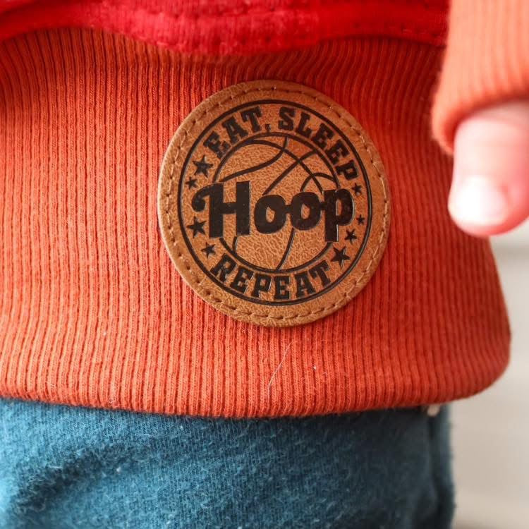 Eat Sleep Hoop Basketball Faux Leather Patch image 2