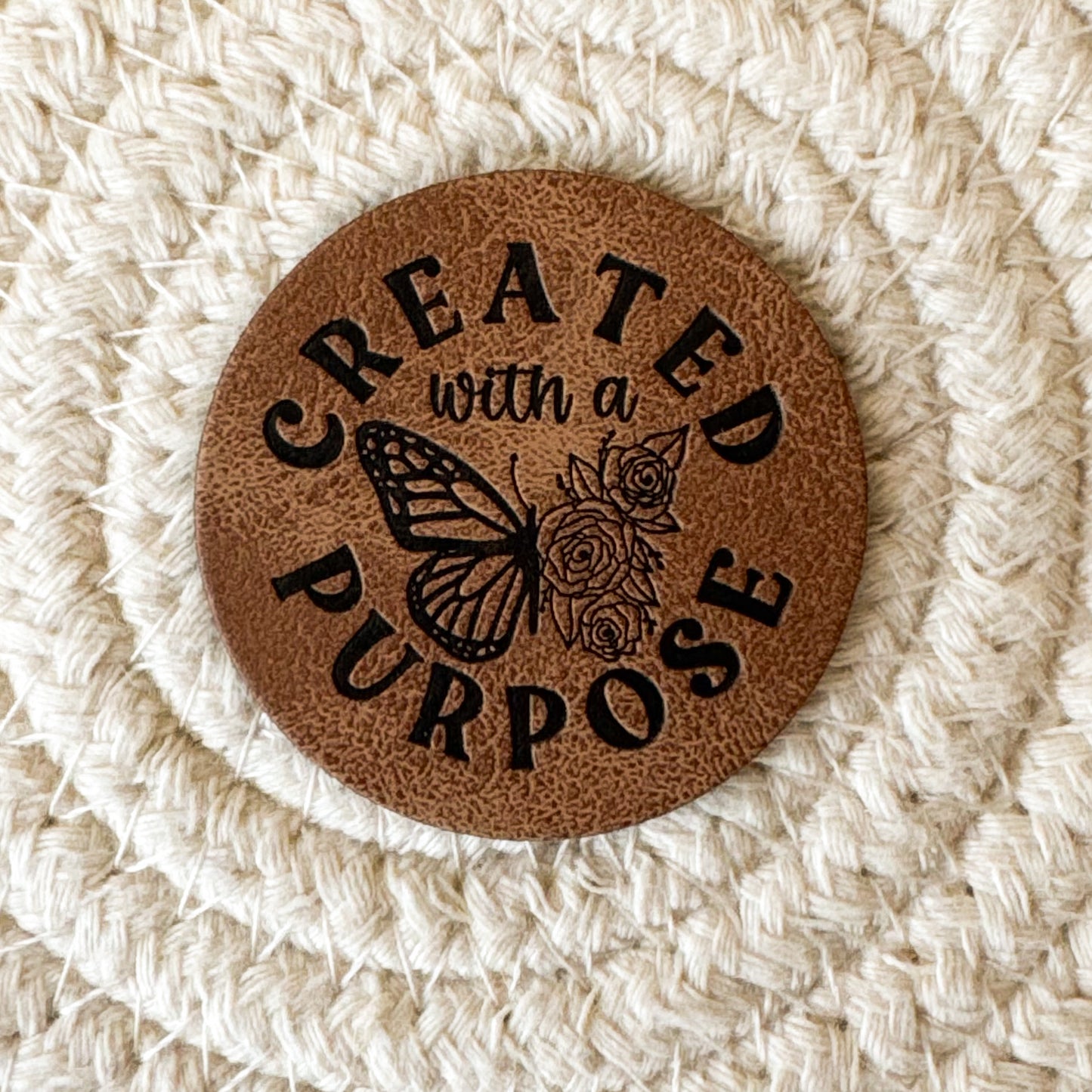 Created Butterfly Faux Leather Label