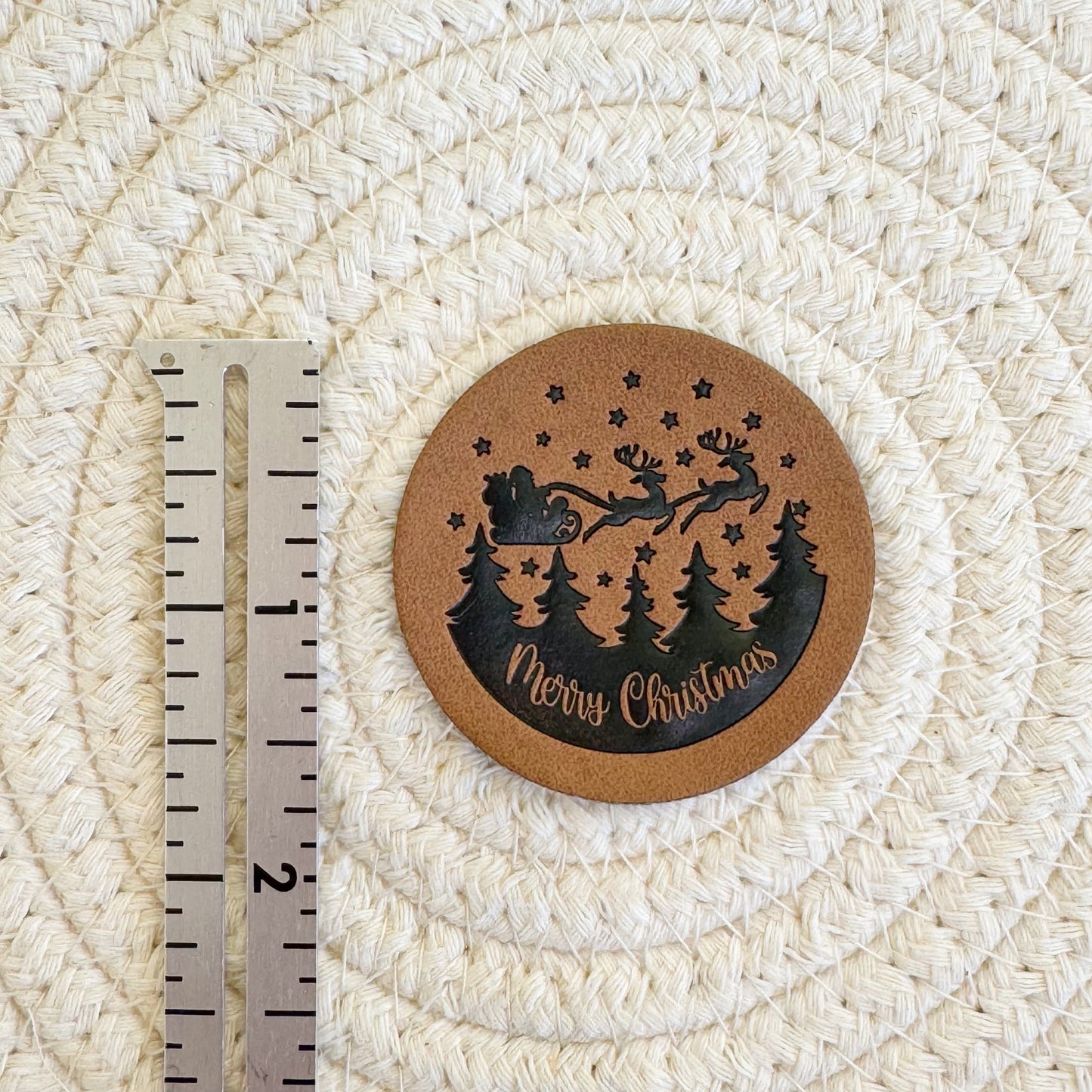 Merry Christmas Circle Faux Leather Patch image 1