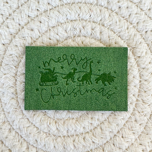 Christmas Dinos Green Faux Leather Patch image 0