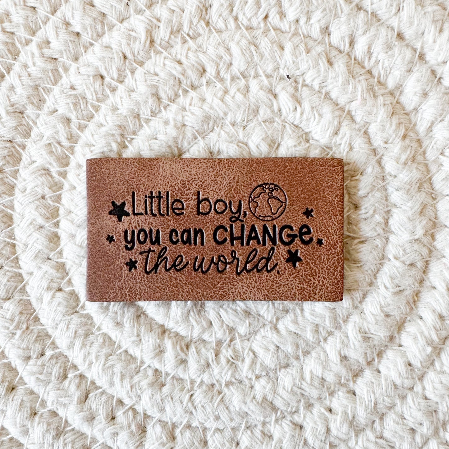 Change the World Boy Faux Leather Label