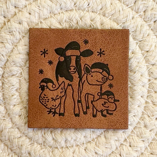 Holiday Farm Animal Faux Leather Patch image 0