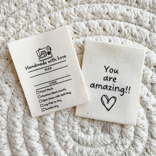 Size and Care Double Sided Cotton Label