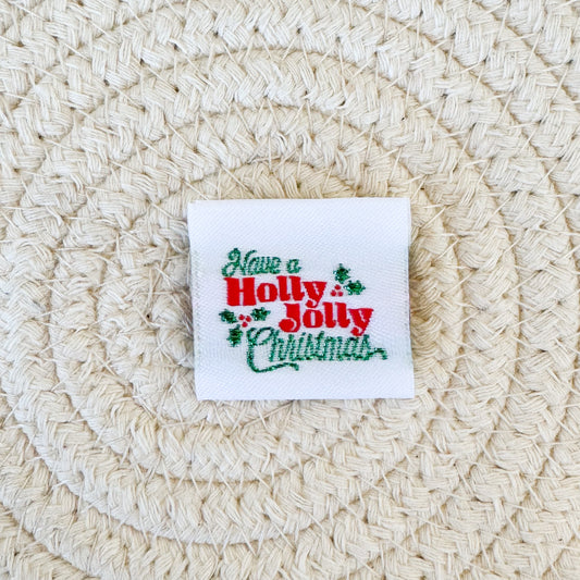Holly Jolly Shimmer Woven Label (discounted for backside misprint) image 0