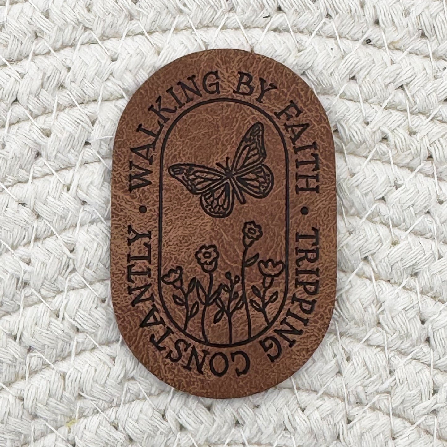 Walking by Faith Faux Leather Label