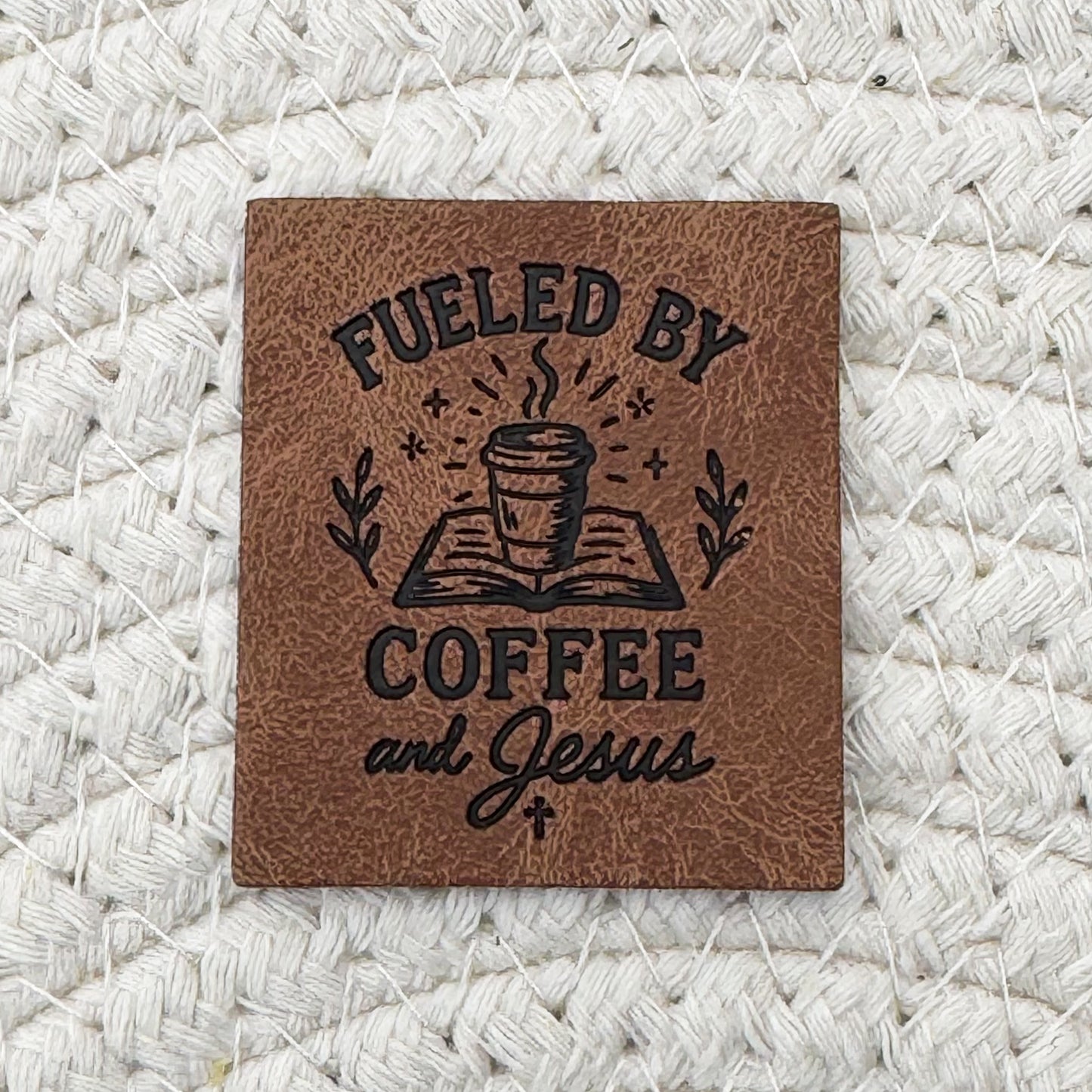 Coffee and Jesus Faux Leather Label