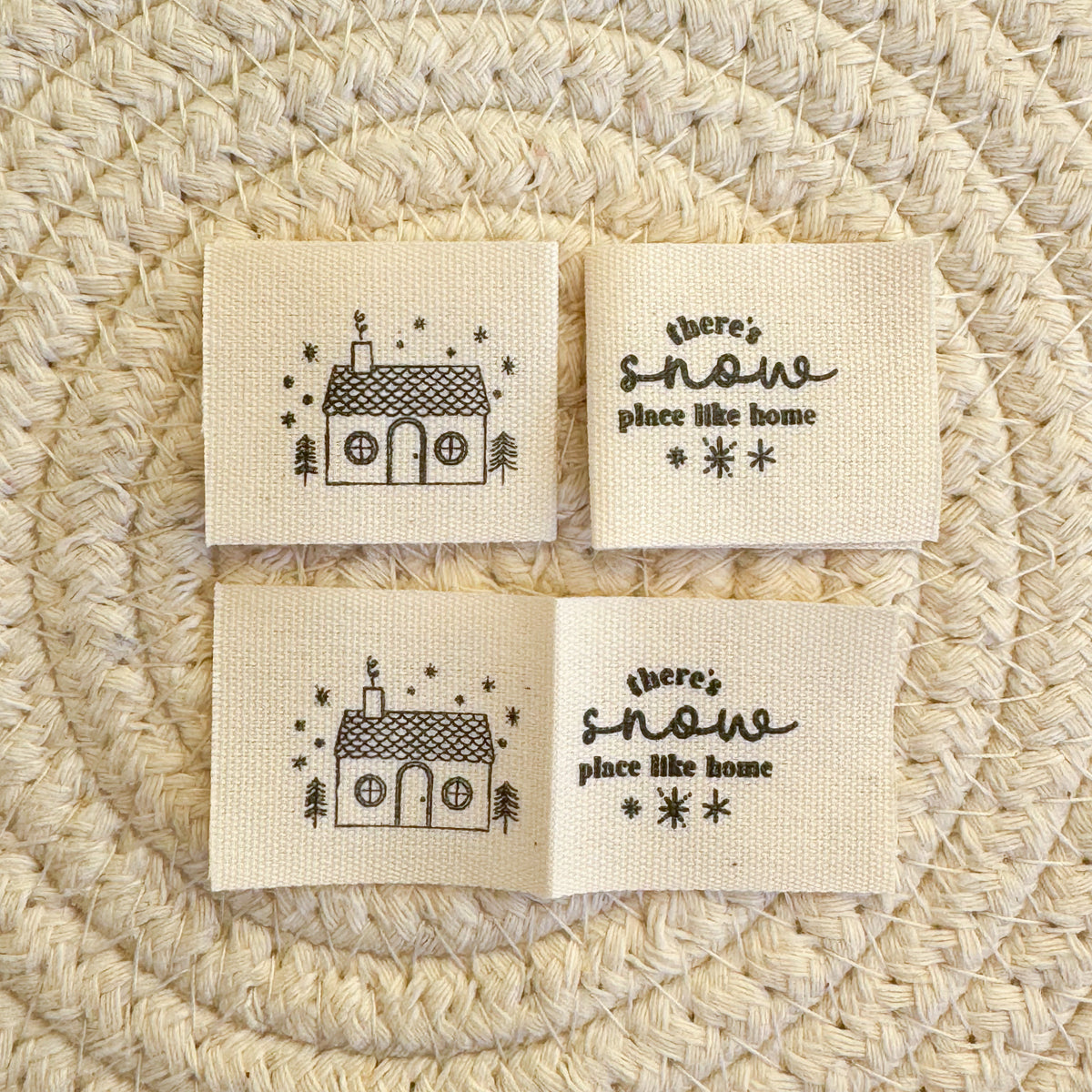 Winter Rustic Labels Winter Cottage Cotton Label (double sided design) – Shine Bright Label Co.