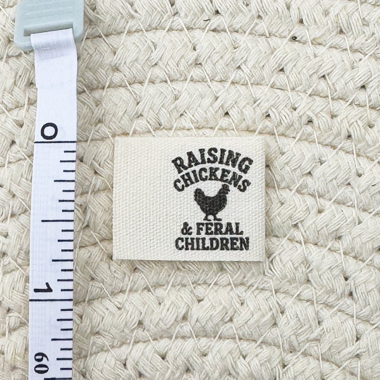 Feral Kids and Chickens Cotton Label