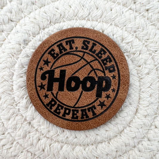 Eat Sleep Hoop Basketball Faux Leather Patch image 0