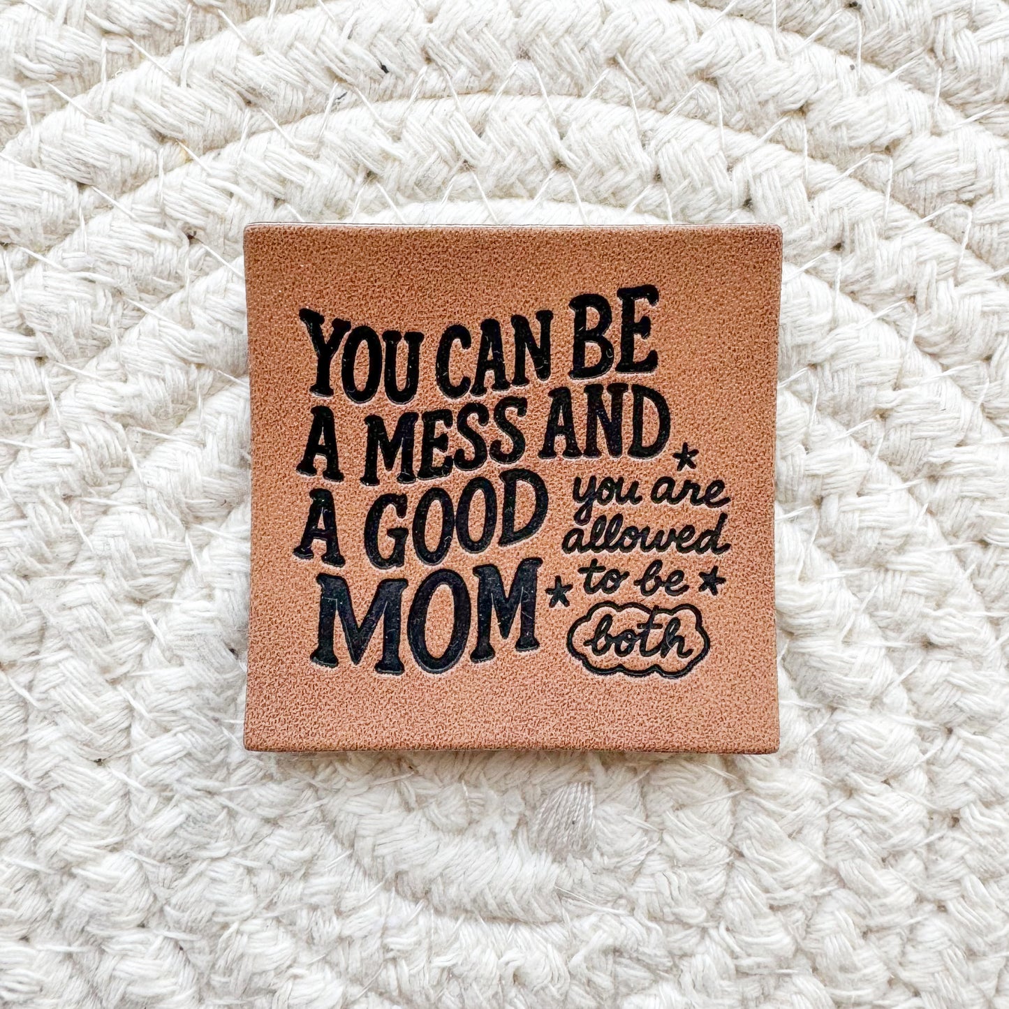 Messy Good Mom Faux Leather Label
