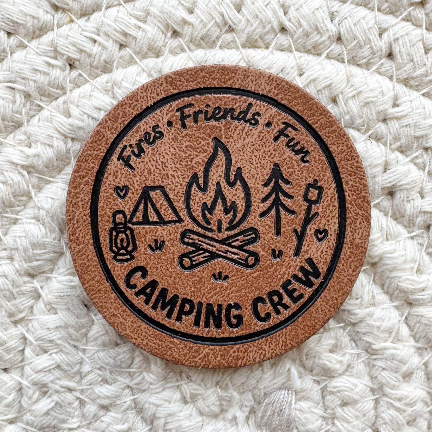 Camping Friends Faux Leather Label