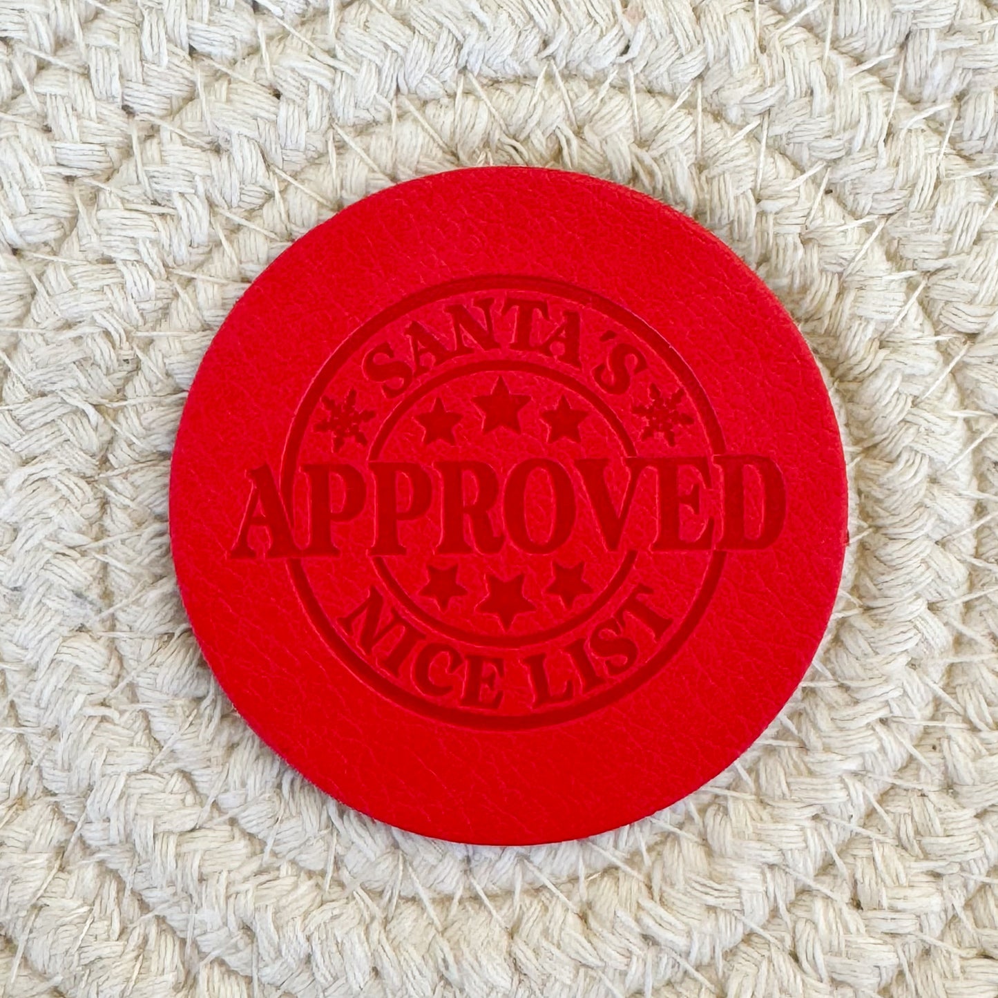 Nice List Red Faux Leather Patch image 0