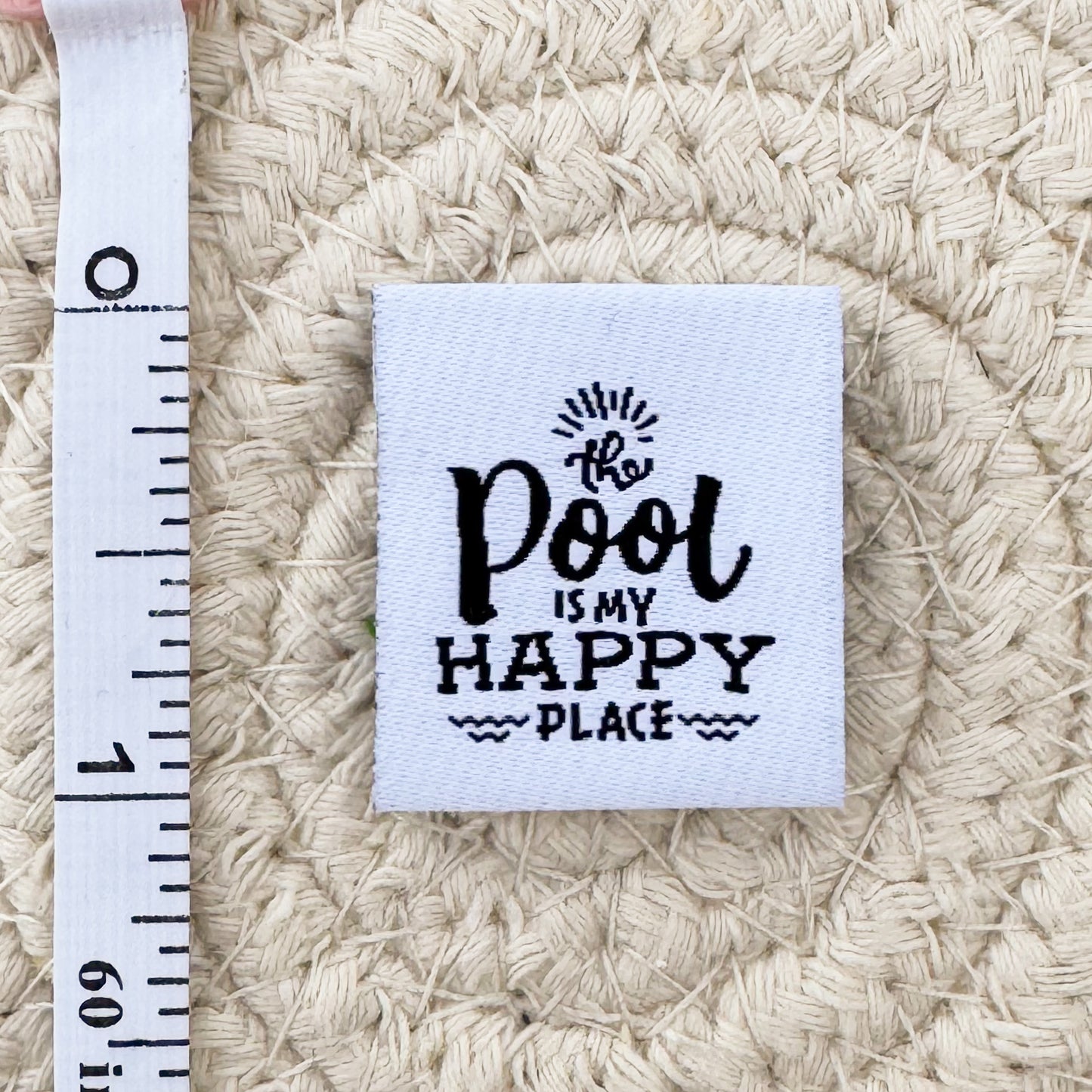The Pool is my Happy Place Woven Label