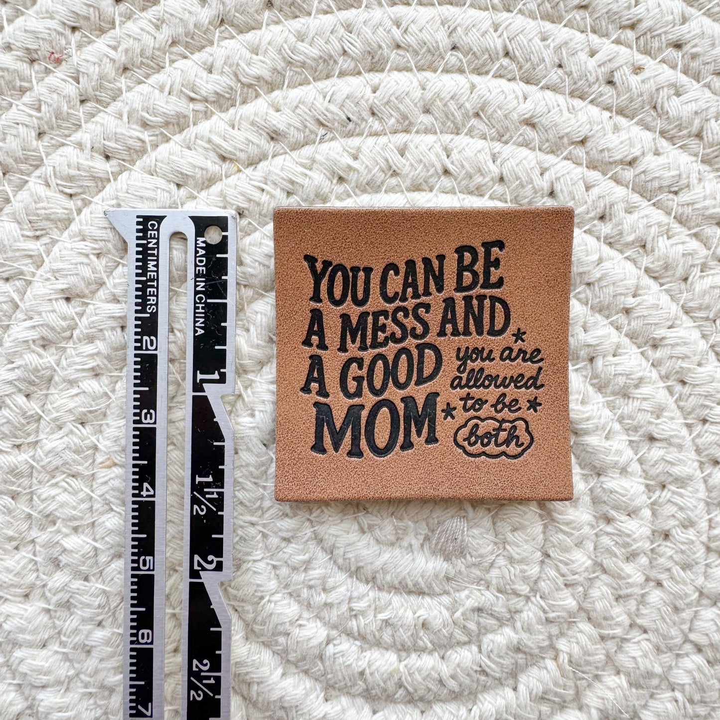 Messy Good Mom Faux Leather Label