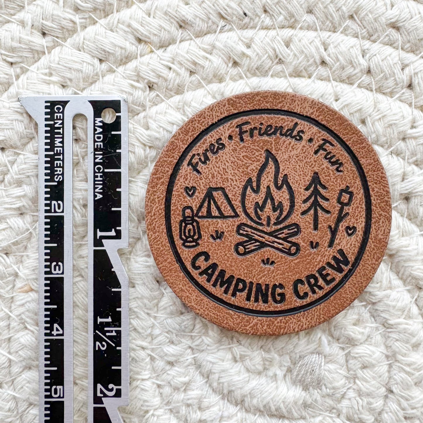 Camping Friends Faux Leather Label