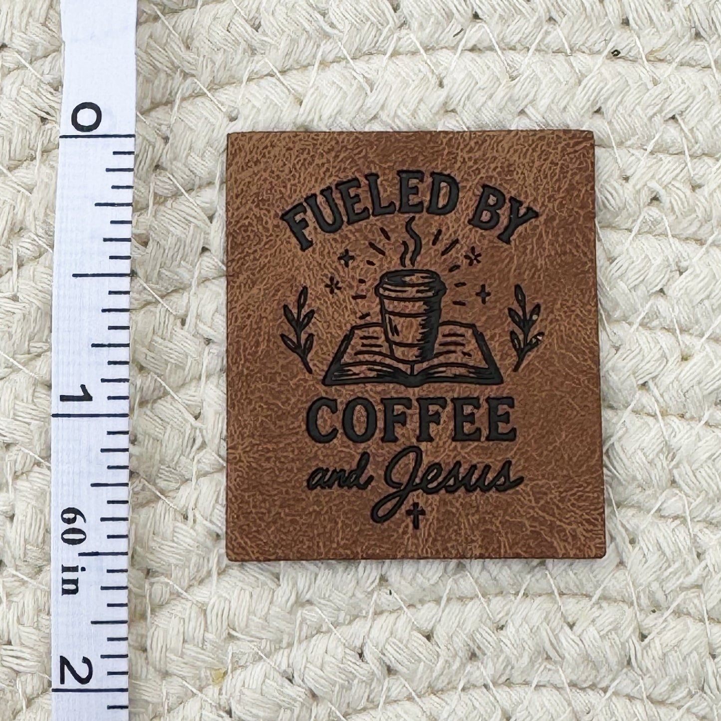 Coffee and Jesus Faux Leather Label