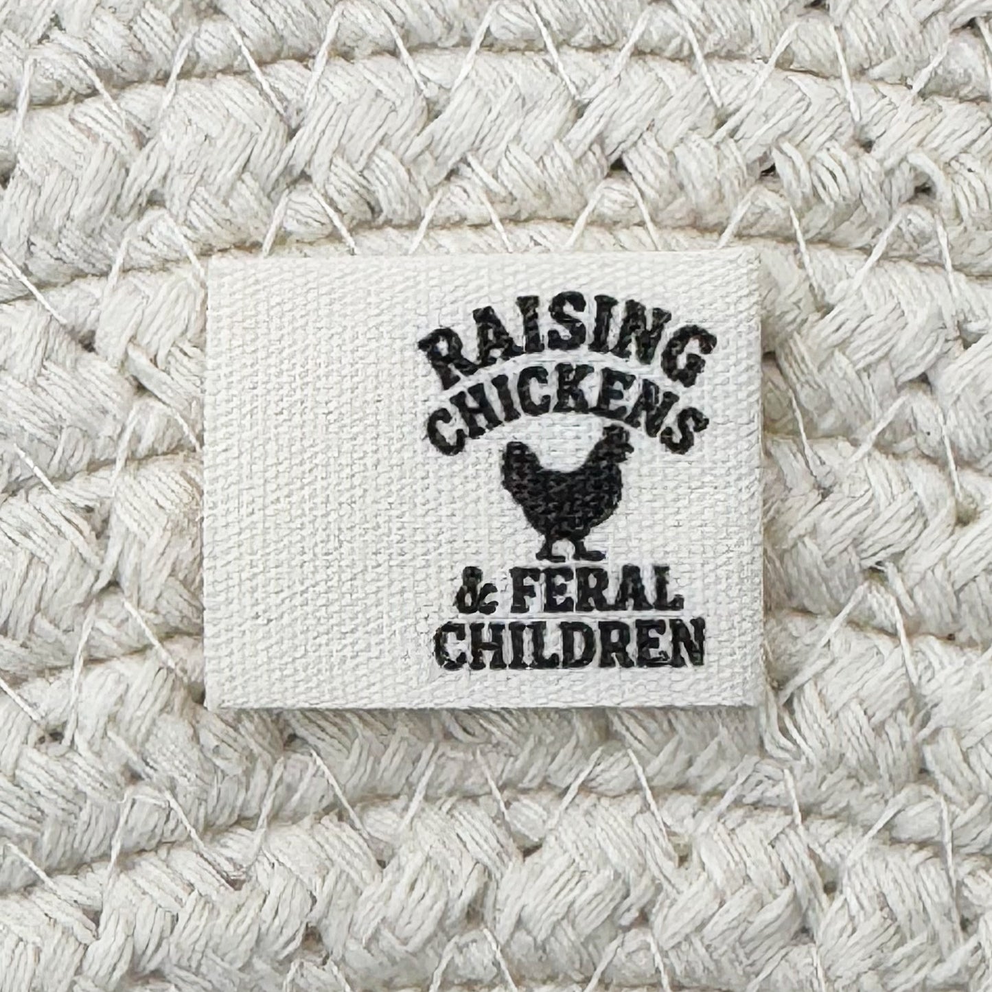Feral Kids and Chickens Cotton Label