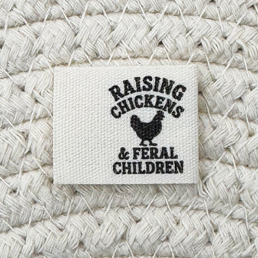 Feral Kids and Chickens Cotton Label