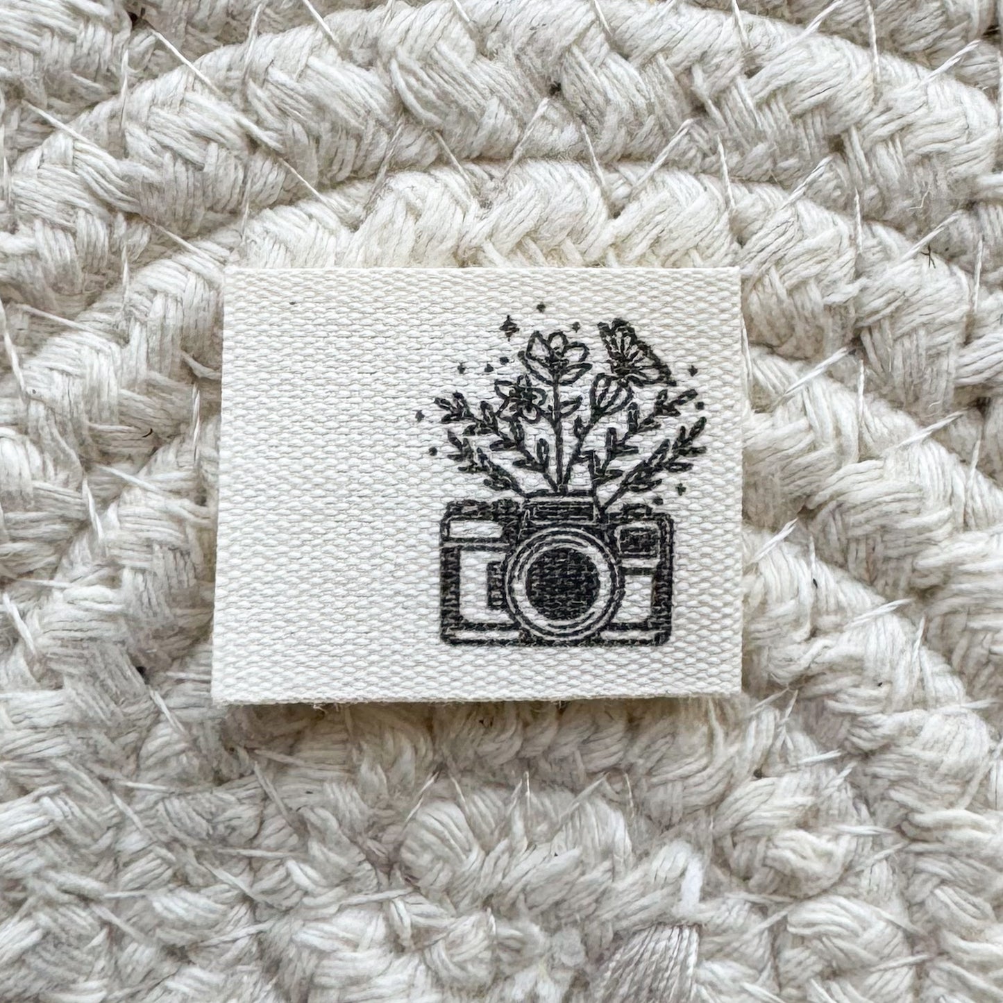 Floral Camera Cotton Label
