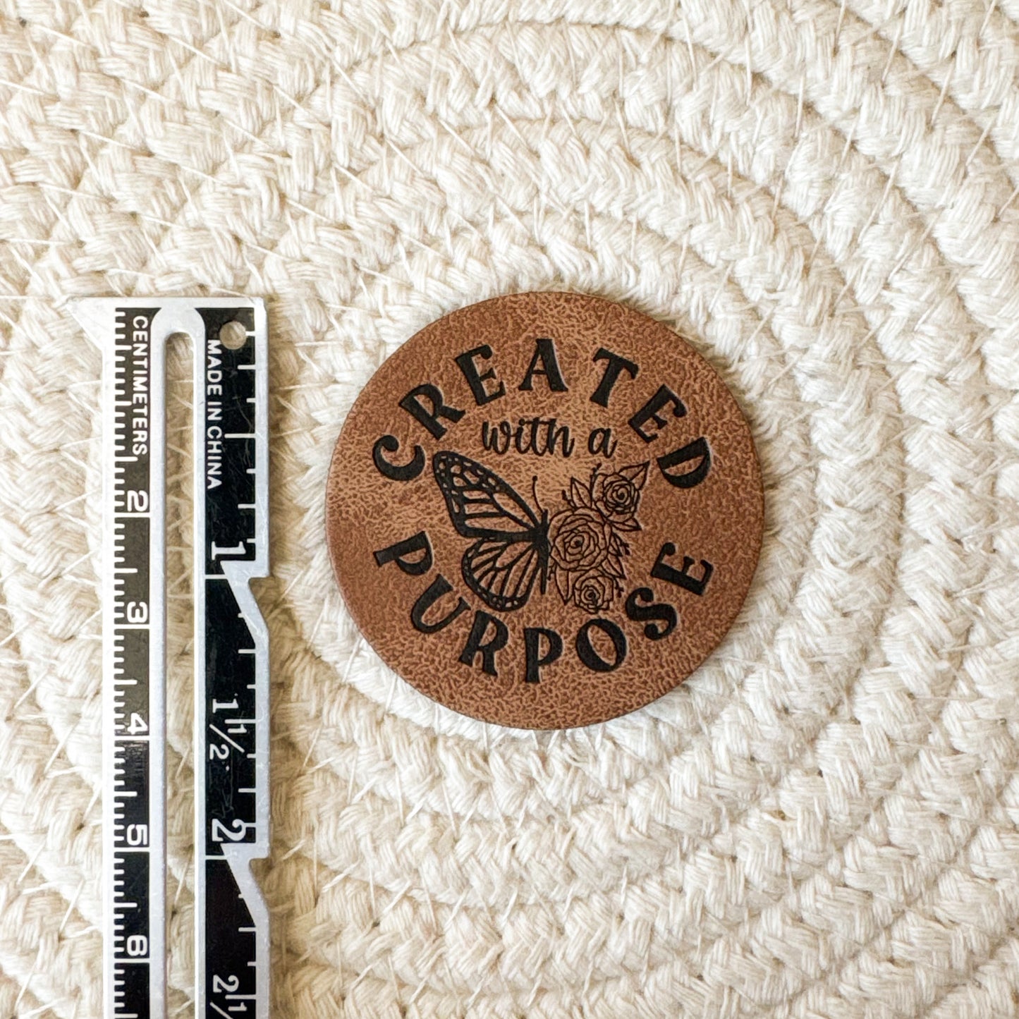Created Butterfly Faux Leather Label