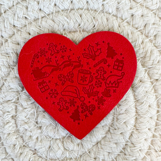 Favorite Things Red Heart Faux Leather Patch image 0