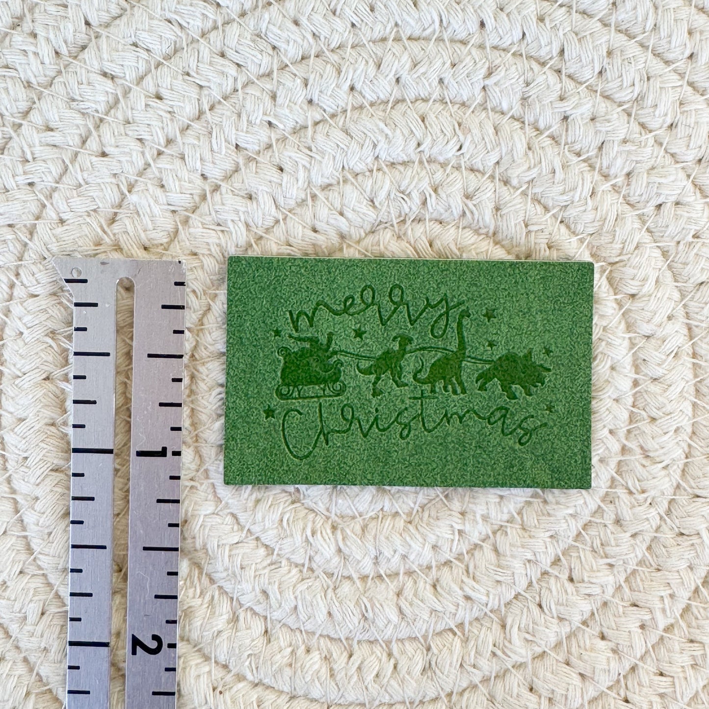 Christmas Dinos Green Faux Leather Patch image 1