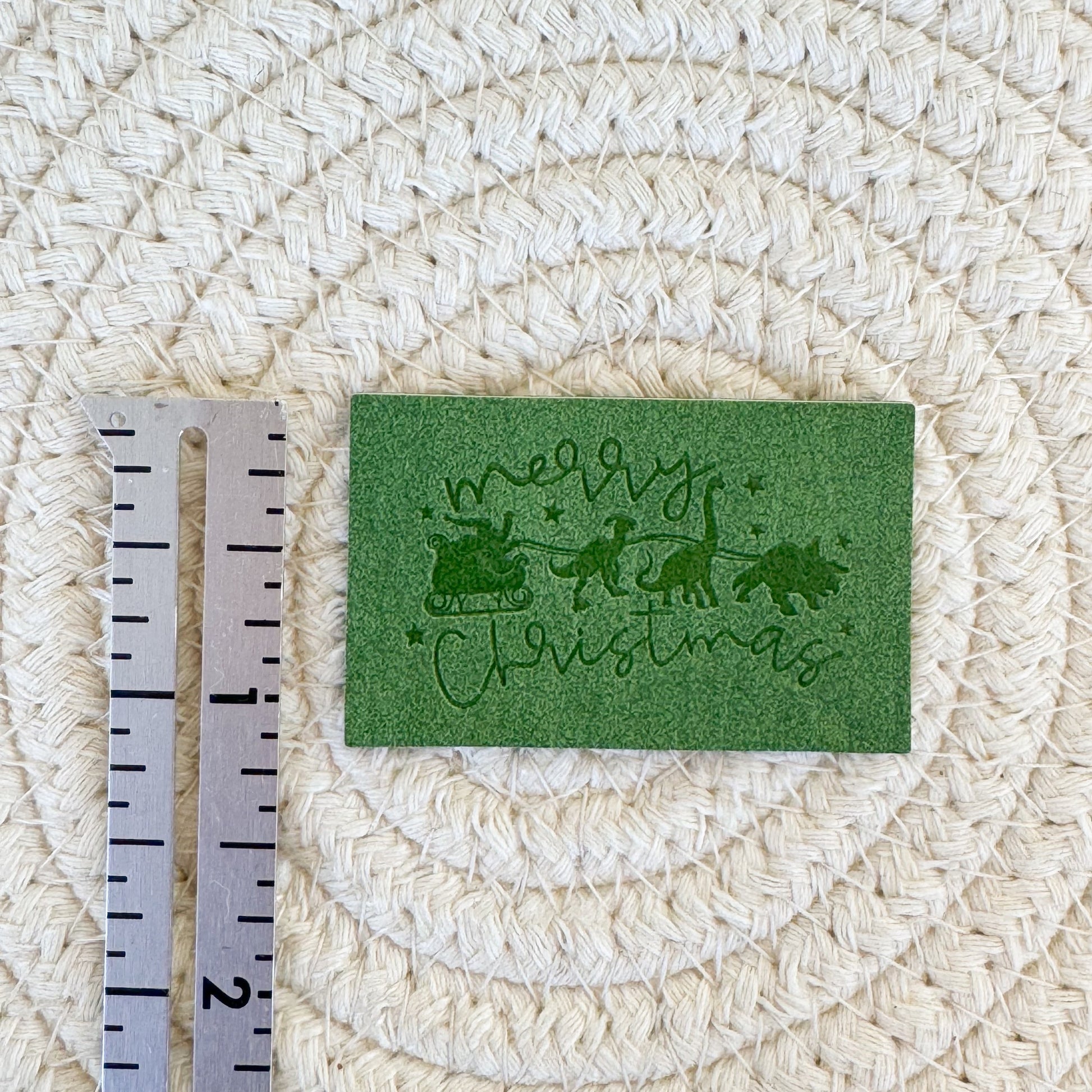 Christmas Dinos Green Faux Leather Patch image 1